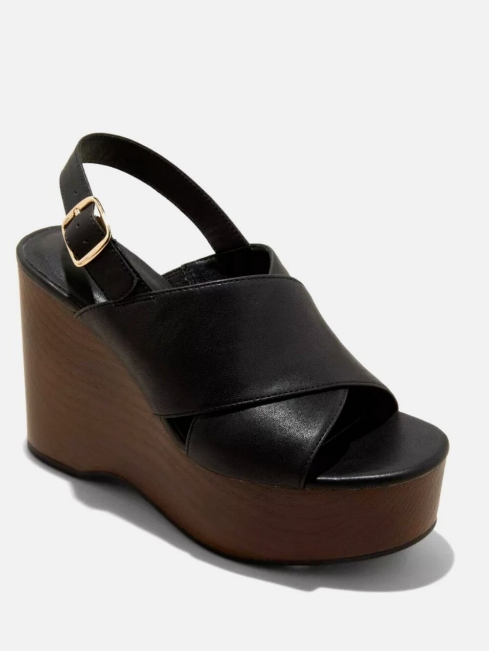 Universal Thread Women's Naomi Black Wood Wedge Heels